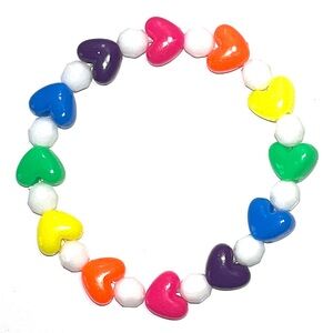 Neon Rainbow Hearts Kandi Bracelet
